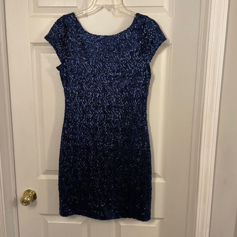 Blue Sequins Dress. Size 9.